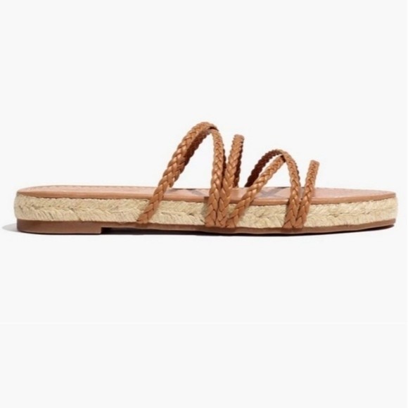 New Madewell Kathryn Braided Leather Strappy Espadrille Tan Sandals US 6 - Picture 2 of 10